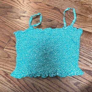 Hollister Turquoise Smocked Crop Top